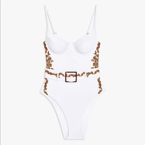 WeWoreWhat Danielle one piece in gold baroque